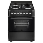 Electric Cooker 62L Oven 4 Hotplates Freestanding 60cm Matte Black