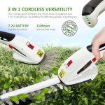 2-in-1 Cordless Hedge Trimmer & Grass Shear 7.2V 1500mAh 17cm Blade Black White - Image 3