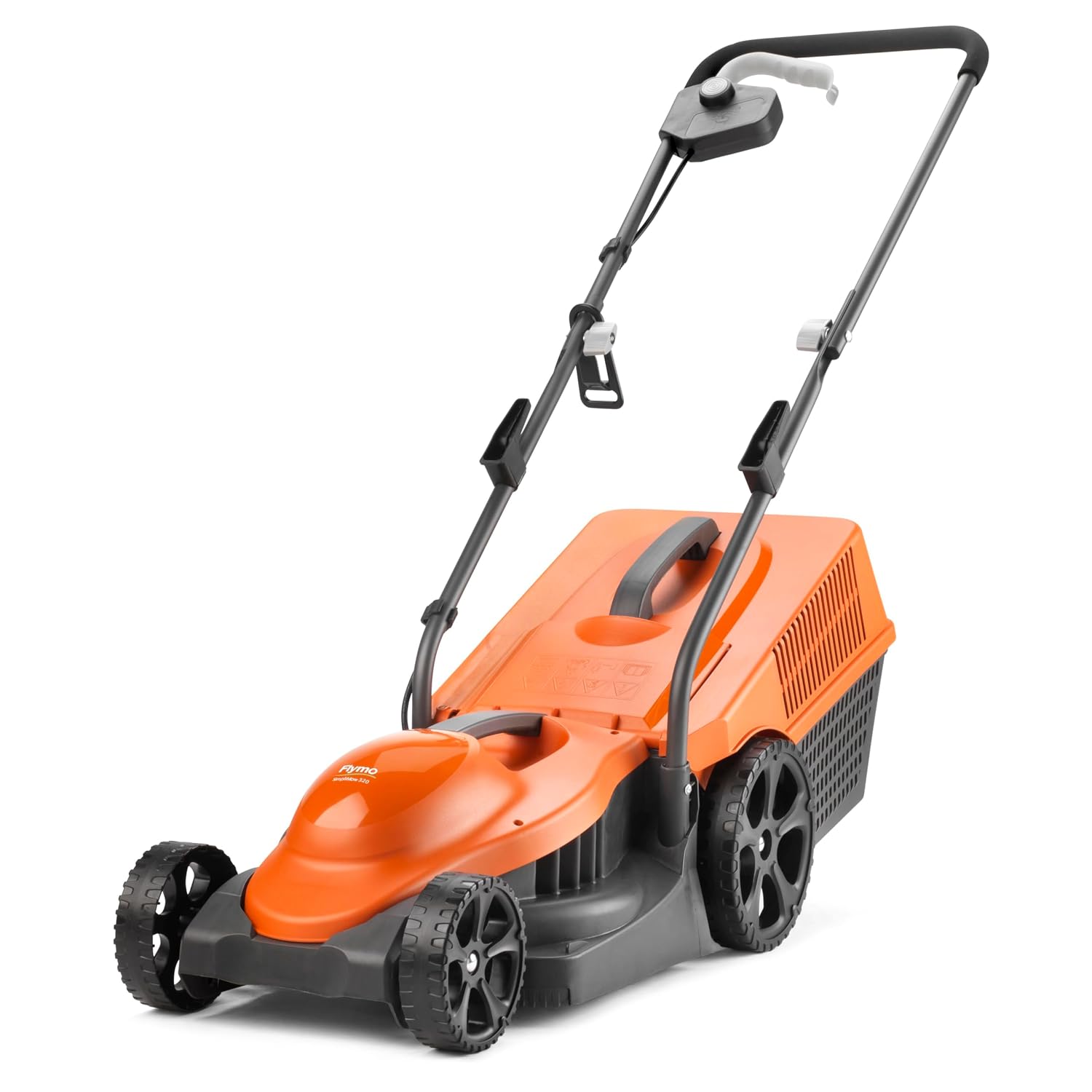 713pRHjZ91L._SL1500.jpg Corded Wheeled Lawn Mower 32cm 1300W 30L Grass Box Orange Grey - Image 1