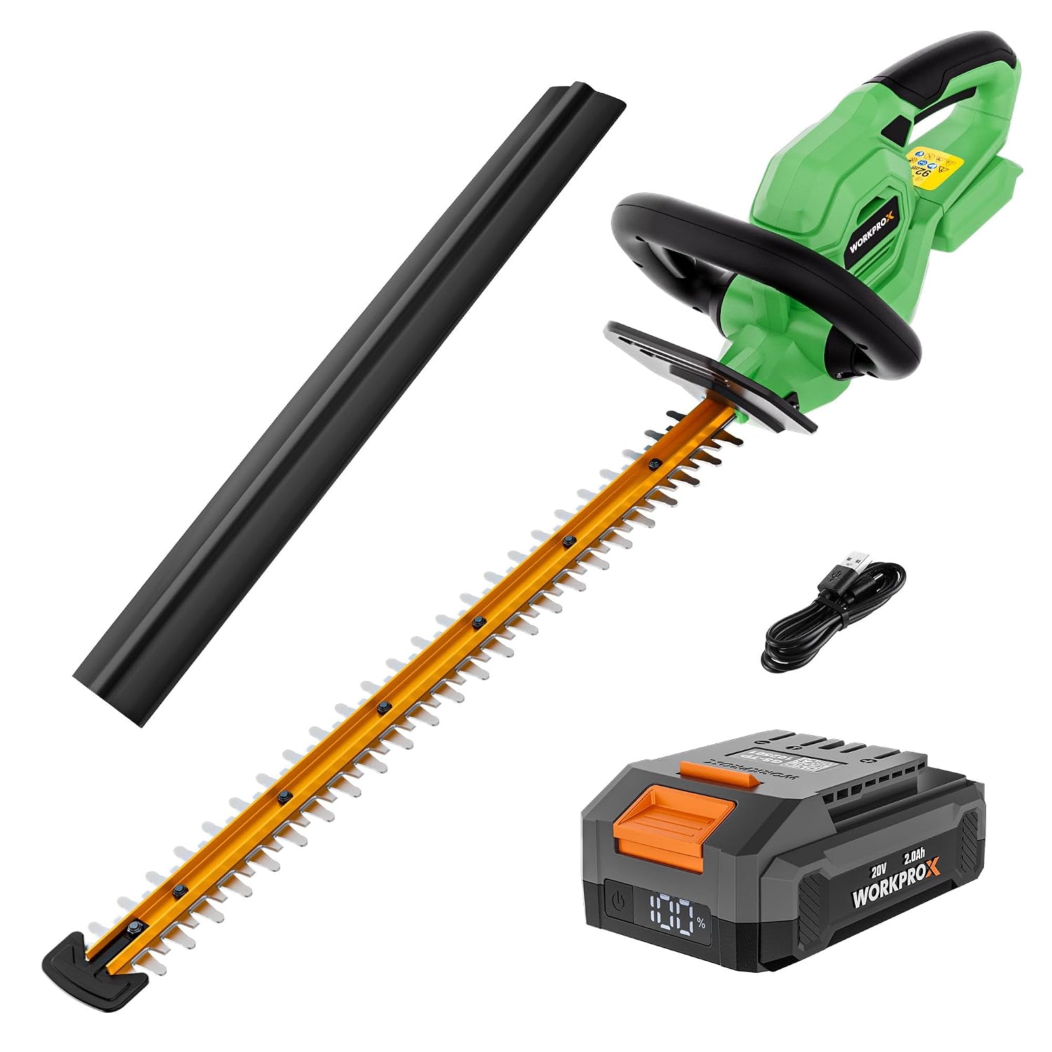 714Tz-W1R7L._SL1500.jpg Cordless Hedge Trimmer 510mm 1200RPM 18mm Pruning Capacity Green - Image 1