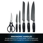 Knife Block Set With Integrated Sharpener 6-Piece Stainless Steel Black - Image 8