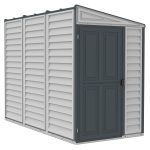 SideMate PLUS 4 x 8 Plastic Garden Shed 2.95 m² with Metal Foundation Kit Dark Grey - Image 3