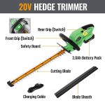 Cordless Hedge Trimmer 510mm 1200RPM 18mm Pruning Capacity Green - Image 2