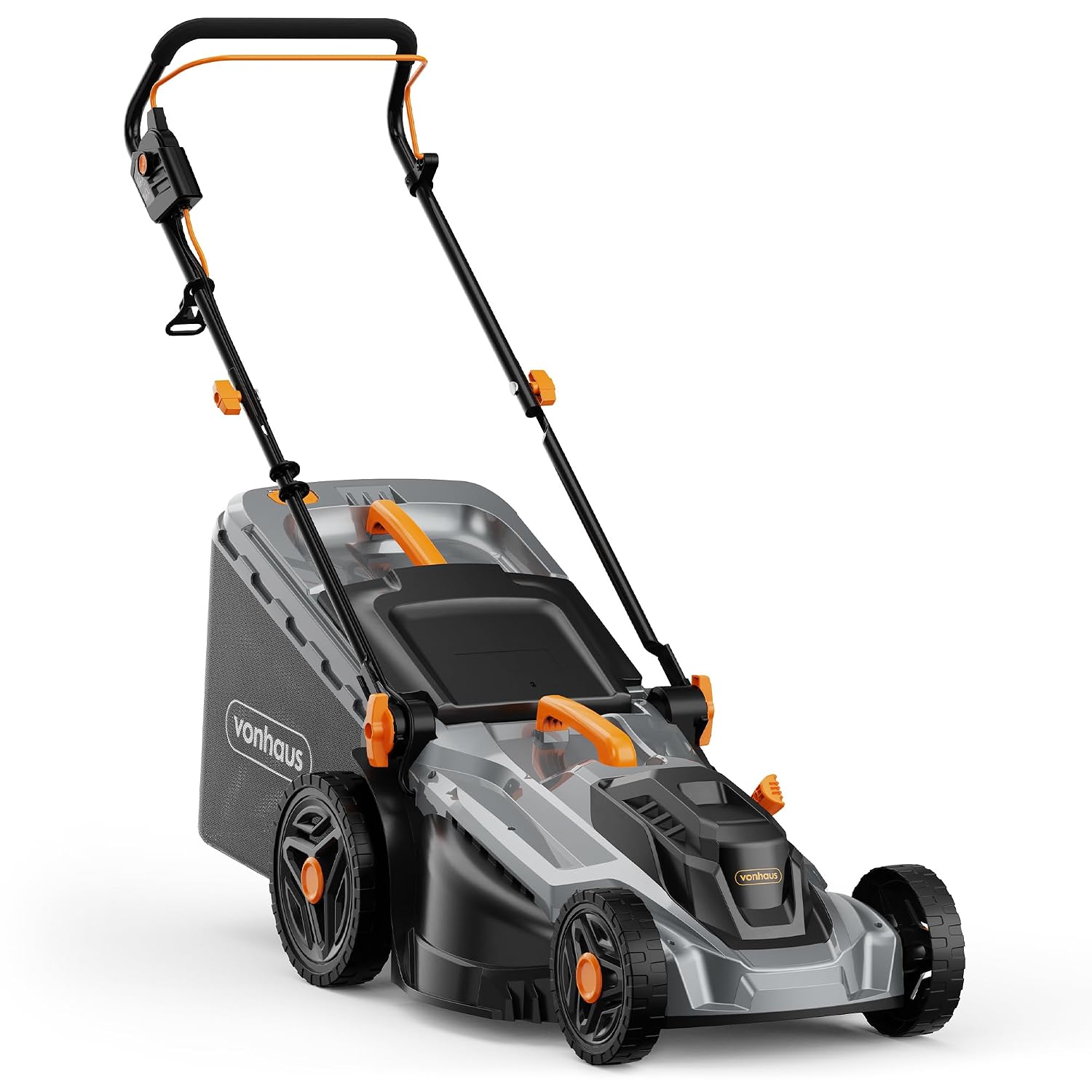 717gCg6GxeL._SL1500.jpg Corded Electric Hover Lawn Mower 1800W 43cm 52L 5 Heights Orange Grey - Image 1