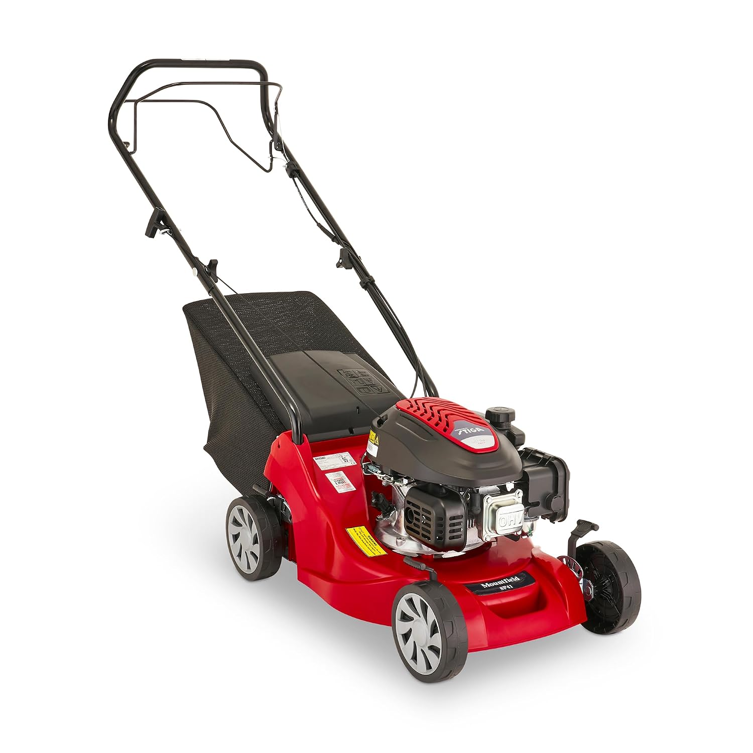 717hJ-nFNeL._SL1500.jpg Self-Propelled Petrol Lawnmower 39cm 123cc 40L Grass Collector Red - Image 1