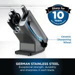 Knife Block Set With Integrated Sharpener 6-Piece Stainless Steel Black - Image 4
