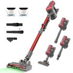 Cordless Stick Vacuum Cleaner 450W 45kPa Suction 60min Runtime Red