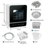 Portable Countertop Dishwasher 7 Programmes 4.8L Tank 3 Place Settings Black - Image 3