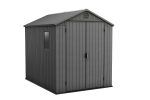 Outdoor Garden Storage Shed 6 X 8 Ft Grey Resin Double Doors