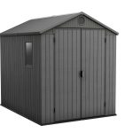 Outdoor Garden Storage Shed 6 X 8 Ft Grey Resin Double Doors