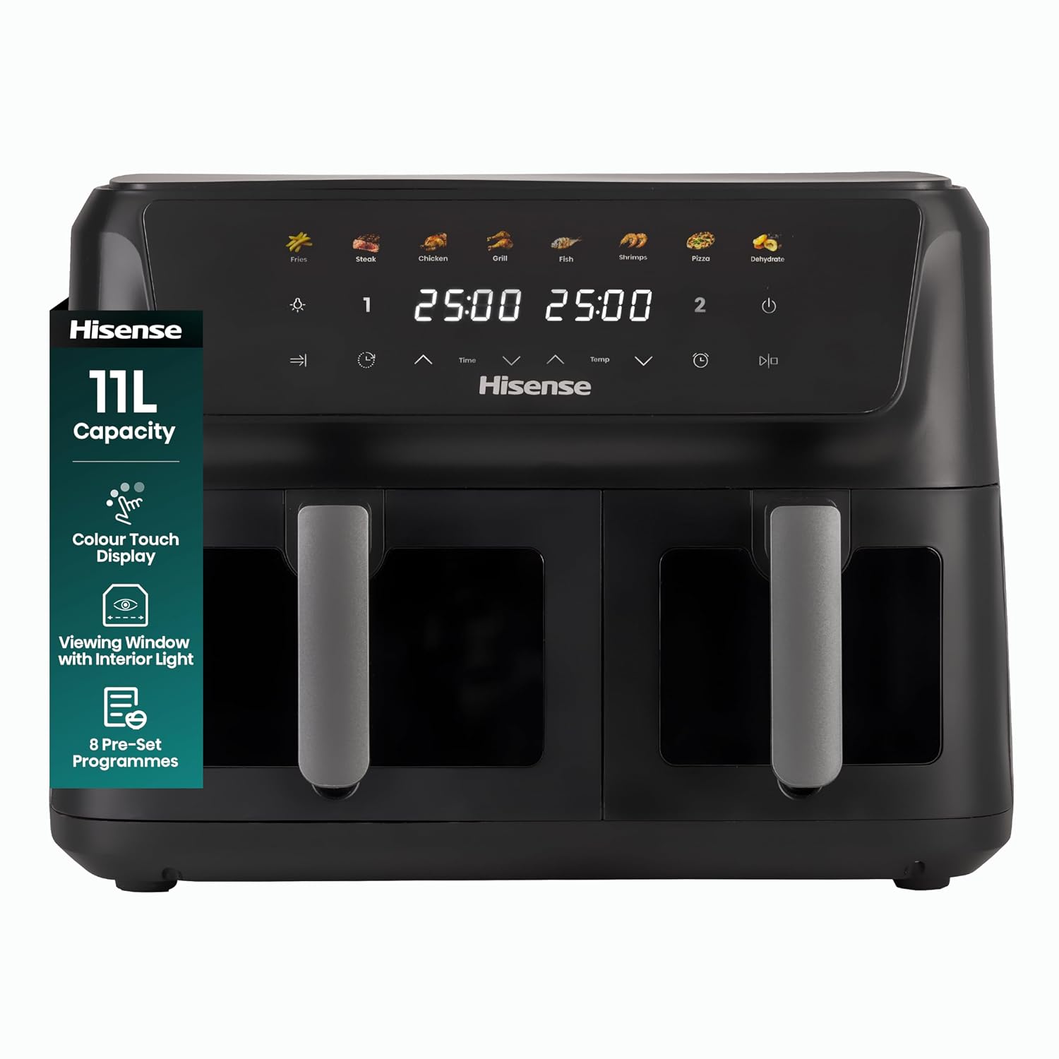 71FO-BXaDIL._SL1500.jpg Air Fryer 11L Dual Zone 2700W Colour Touch Display 8 Functions Black - Image 1
