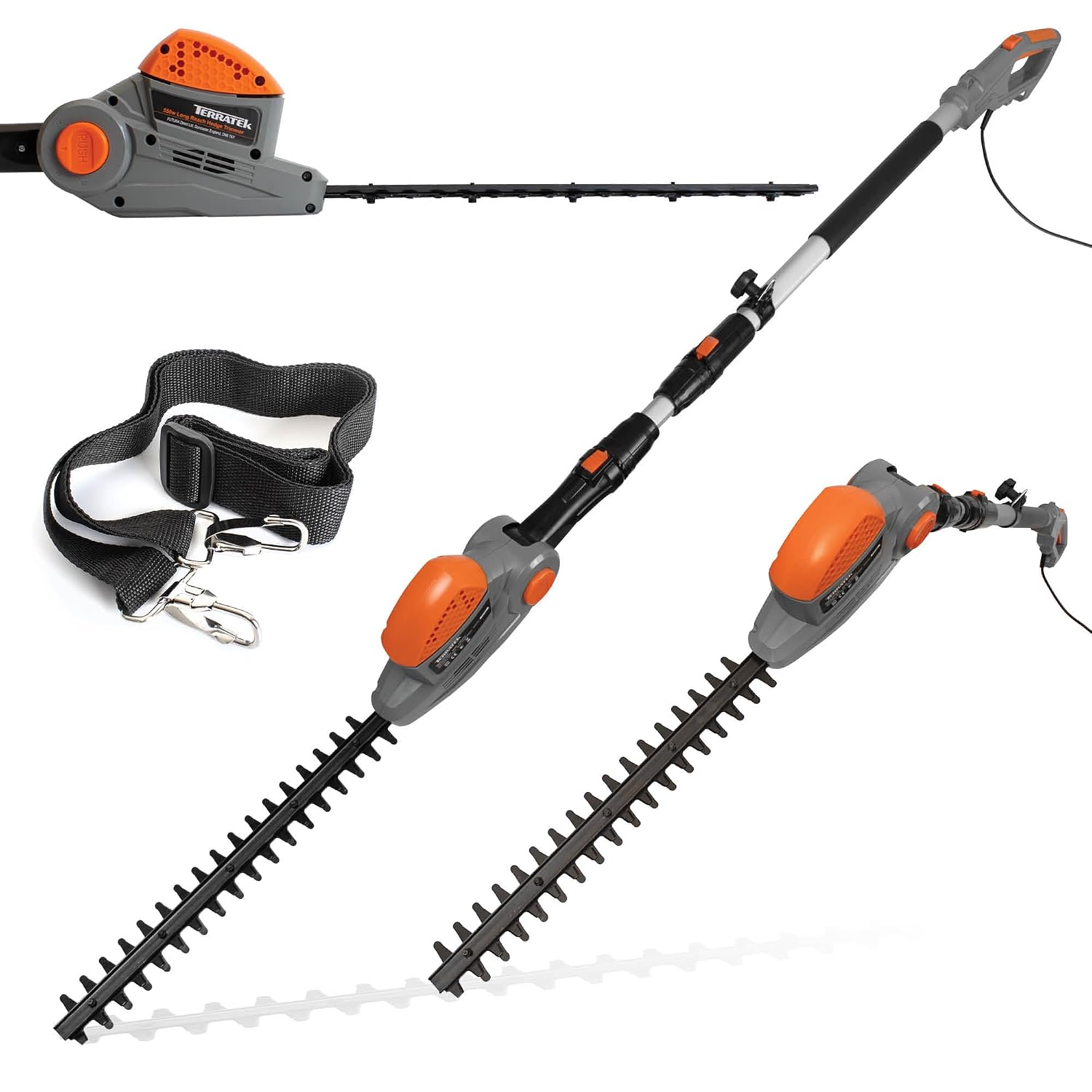 71Gi8-KNr6L._SL1500.jpg Corded Pole Hedge Trimmer 550W 2.5m Telescopic 45cm Blade 4-Position Head - Image 1
