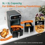 Freestanding Double Stack Airfryer 10L 2400W 9 Functions Black - Image 3
