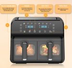 Dual Air Fryer 9L 2500W 8 Presets Digital Display Black - Image 2