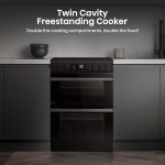 Electric Cooker 130L Double Oven Ceramic Hob A Rated Black - Image 4