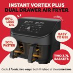 Dual Basket Air Fryer 7.6L 1700W 8 Functions Black - Image 2