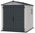 Plastic Garden Storage Shed 6 X 6 Ft Dark Grey Adobe Metal Roof