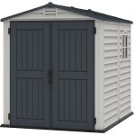 Plastic Garden Storage Shed 6 X 6 Ft Dark Grey Adobe Metal Roof
