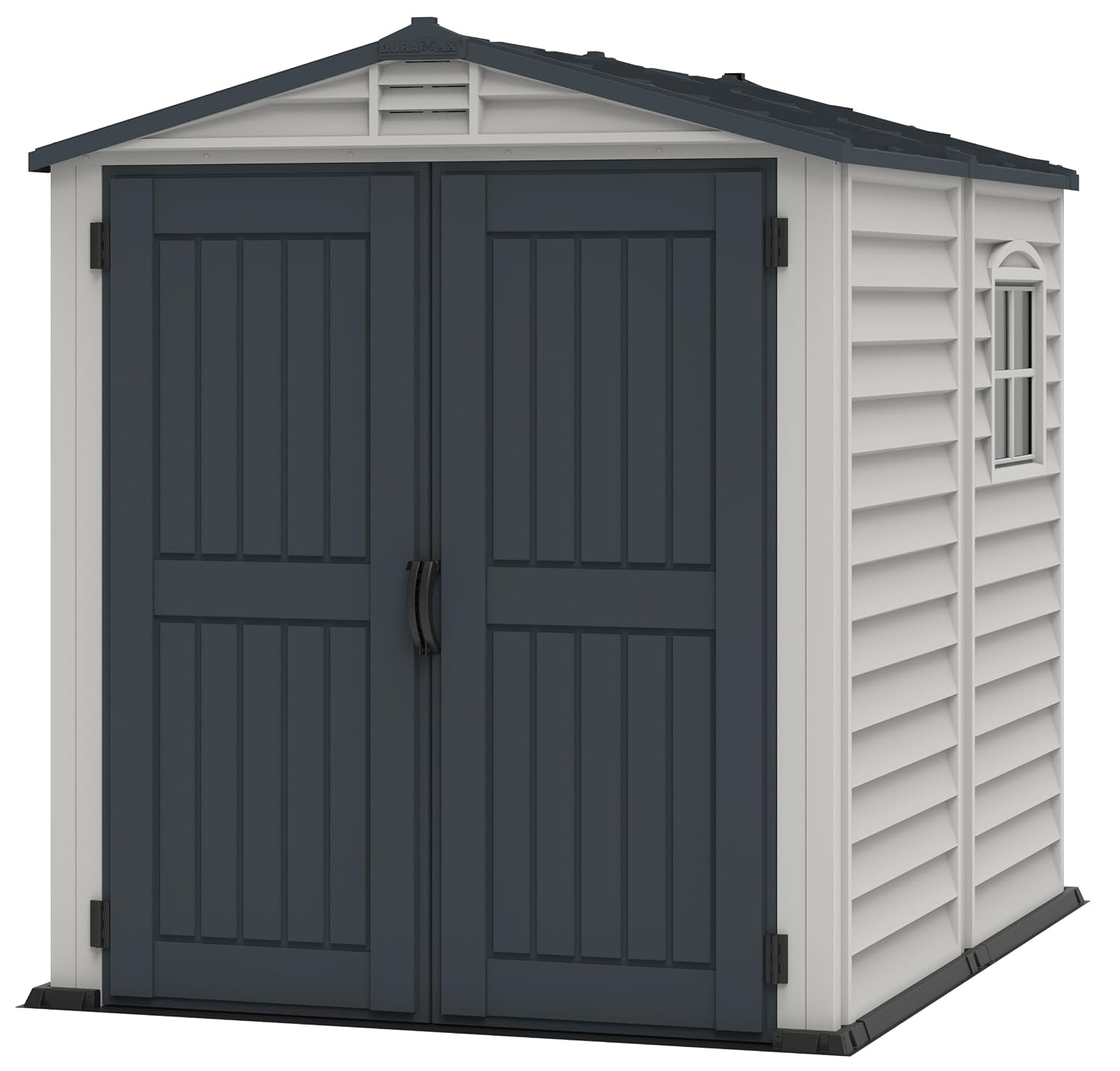 71KA2FAY99L._SL1500.jpg Plastic Garden Storage Shed 6 X 6 Ft Dark Grey Adobe Metal Roof - Image 1