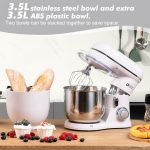 Mini Stand Mixer 3.5L 10 Speed 800W Dough Hook Whisk Beater Grey White - Image 3