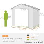 Plastic Garden Storage Shed 8 X 6 Ft Light Grey Aluminium Frame Lockable Door - Image 7