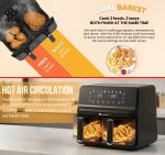 Dual Air Fryer 9L 2500W 8 Presets Digital Display Black - Image 4