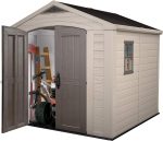 Plastic Garden Storage Shed 8 X 8 Ft Beige Double Doors Lockable - Image 4
