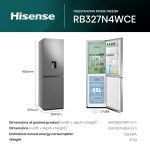 Freestanding Fridge Freezer 256L Total No Frost Water Dispenser Silver - Image 2