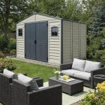 Plastic Garden Storage Shed 10.5 X 8 Ft Double Doors Lockable Dark Grey - Image 3
