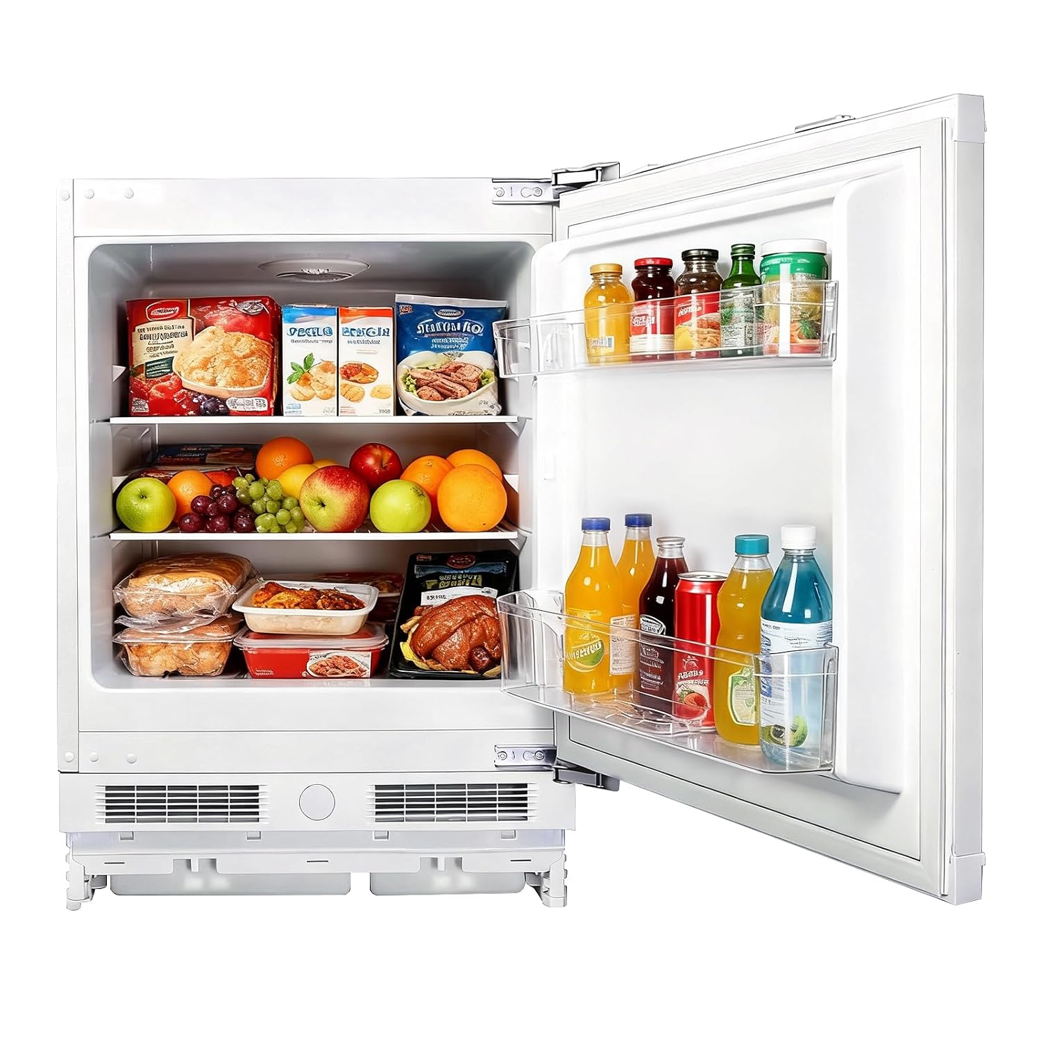 71P6OfmBR7L._SL1500.jpg Integrated Under Counter Fridge 110L LED Light Reversible Door White - Image 1