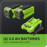 Cordless Lawn Mower 35cm 40L Bag 2x40V 2Ah Batteries Green - Image 8