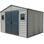 Plastic Garden Storage Shed 10.5 X 8 Ft Double Doors Lockable Dark Grey