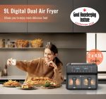 Dual Air Fryer 9L 2500W 8 Presets Digital Display Black - Image 8