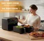 Dual Air Fryer 9L 2500W 8 Presets Digital Display Black - Image 5