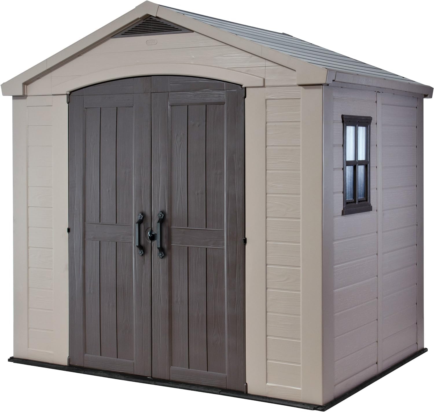 71RqDIv3K7L._SL1500.jpg Resin Garden Storage Shed 8 X 6 Ft Brown Double Doors Lockable - Image 1