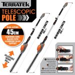 Corded Pole Hedge Trimmer 550W 2.5m Telescopic 45cm Blade 4-Position Head - Image 3