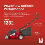 Self-Propelled Petrol Lawnmower 39cm 123cc 40L Grass Collector Red - Image 3