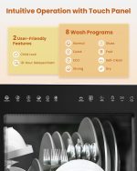 Countertop Dishwasher 5L 8 Programs With Water Softener Black - Image 4