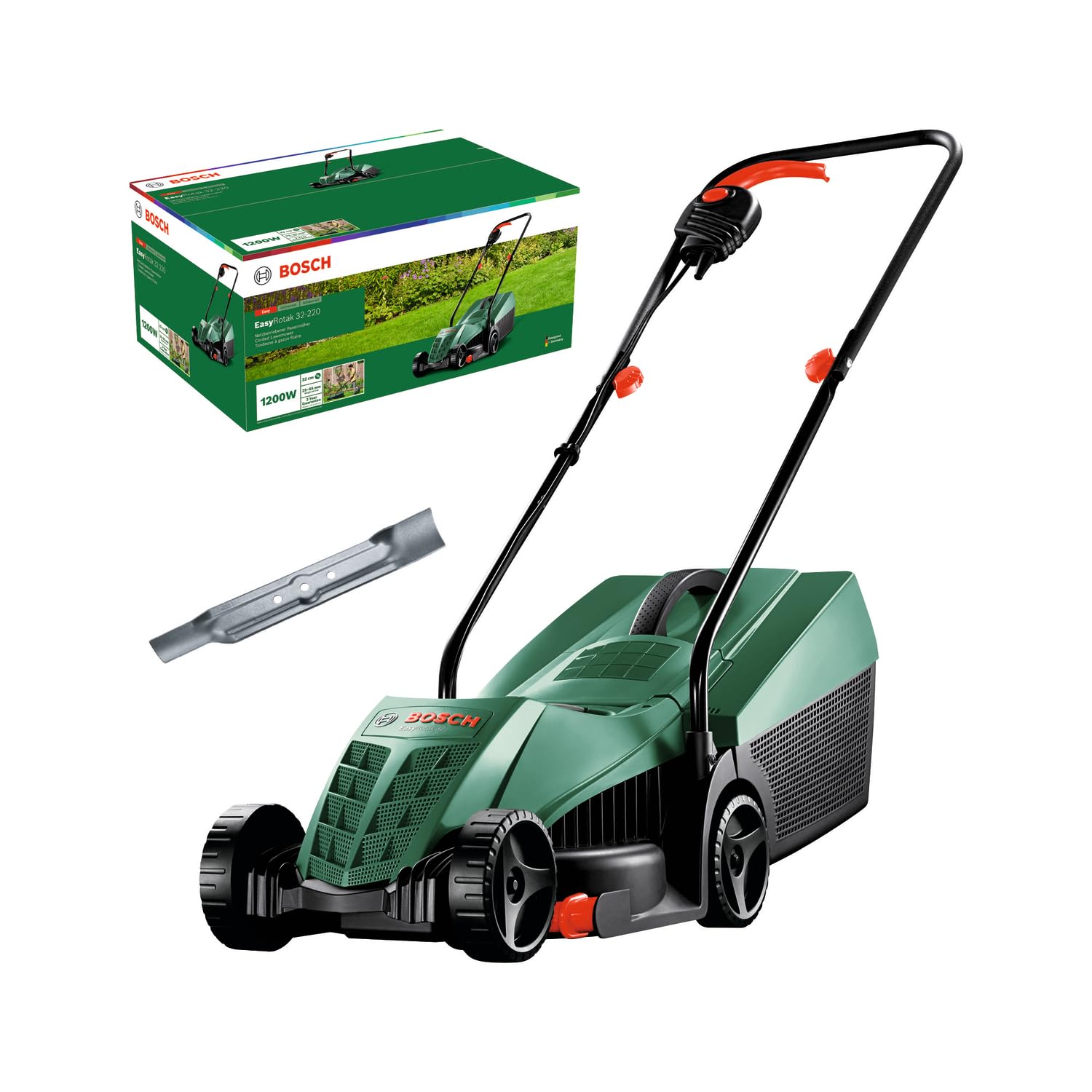 71UF4EvmzDL._SL1500.jpg Corded Lawn Mower 32cm 1200W 31L Grass Box Extra Blade - Image 1