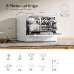 Table Top Dishwasher 6 Place Settings 6.5L LED Display Delay Start White - Image 3