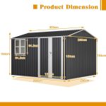Garden Storage Shed 10 X 8 Ft Anthracite Metal Apex Roof - Image 7