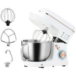 Stand Mixer 1400W 5L 6 Speeds Pulse Setting Stainless Steel Bowl White