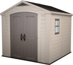 Plastic Garden Storage Shed 8 X 8 Ft Beige Double Doors Lockable