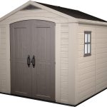 Plastic Garden Storage Shed 8 X 8 Ft Beige Double Doors Lockable