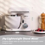 Mini Stand Mixer 3.5L 10 Speed 800W Dough Hook Whisk Beater Grey White - Image 2