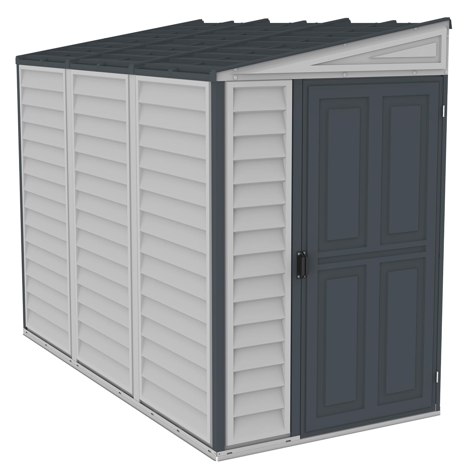 71Z4x_dRumL._SL1500.jpg SideMate PLUS 4 x 8 Plastic Garden Shed 2.95 m² with Metal Foundation Kit Dark Grey - Image 1