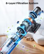 Cordless Stick Vacuum Cleaner 600W 50kPa Suction 65min Runtime Blue - Image 7