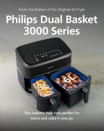 Dual Air Fryer 9L 2750W 13 Presets Digital Touchscreen Black & Silver - Image 3