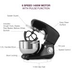 Stand Mixer 1300W 5.5L Stainless Steel Bowl 6 Speeds Pulse Black - Image 4