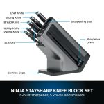 Knife Block Set With Integrated Sharpener 6-Piece Stainless Steel Black - Image 7